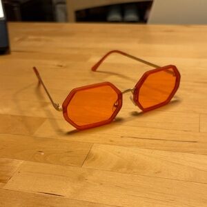 💜 Vibrant Orange Hexagonal Sunglasses